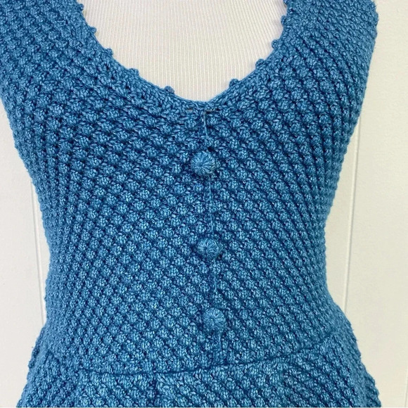 7 FOR ALL MANKIND boho knit crochet peplum top V Neck Bobble Knit Sz S Cottage - Picture 6 of 15